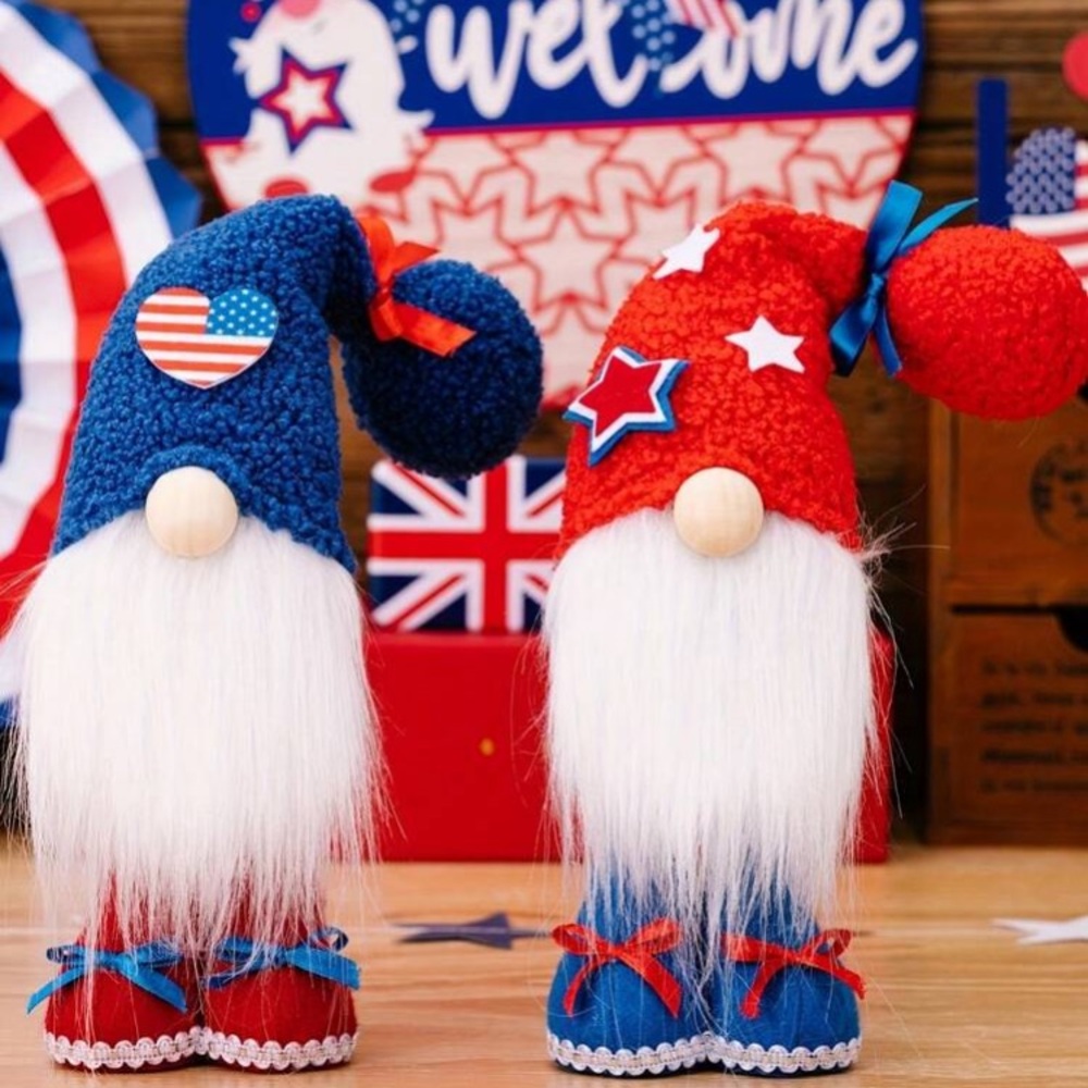 NWT- Set of 2- Red & Blue- Patriotic 🇺🇸 Gnome Decorations